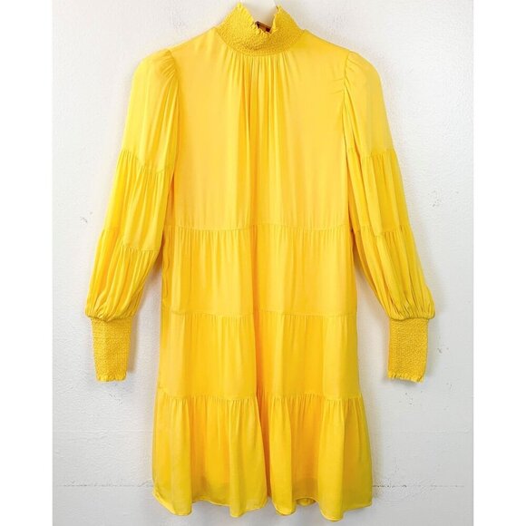 NWT  Alice + Olivia Karena Smock Neck Long Balloon Sleeve Mini Dress Size P - Picture 2 of 9